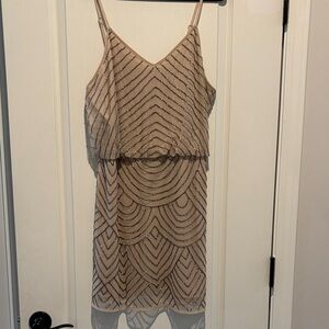 Charlie Paige Beige Layered Mini Dress